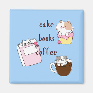 Torten Bücher Kaffee Magnet