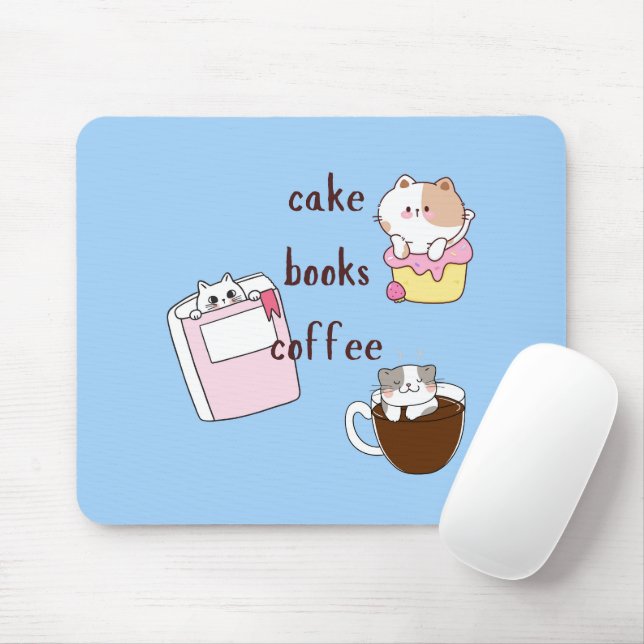 Torten Bücher Kaffee Mousepad (Mit Mouse)