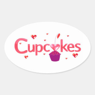 Torten-Cupcake-Schild Ovaler Aufkleber
