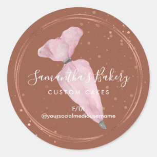 Torten Custom-Cake-Designerin Boho Rosa Bäckerei K Runder Aufkleber