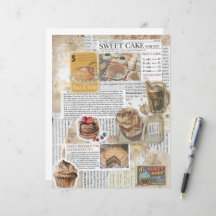 Torten & Kaffee Vintage Ephemera Decoupage Papier