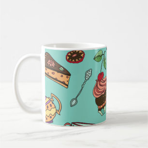 Torten Konfekt: Vintage Nahtloses Muster Kaffeetasse