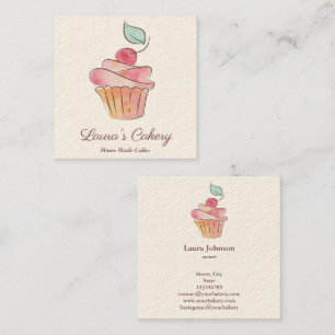 Torten Süßigkeiten Cupcake Bäckerei Wasserfarbe Vi Quadratische Visitenkarte