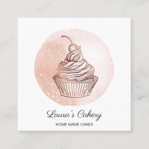 Torten & Süßigkeiten Cupcake Home-Bäckerei Blush P Quadratische Visitenkarte