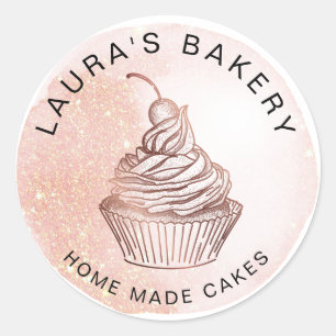 Torten & Süßigkeiten Cupcake Home-Bäckerei Blush P Runder Aufkleber