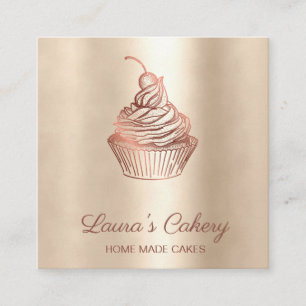 Torten & Süßigkeiten Cupcake Home-Bäckerei Rustika Quadratische Visitenkarte