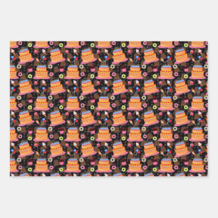 Torten und Gebäck Schwarz Geschenkpapier Set