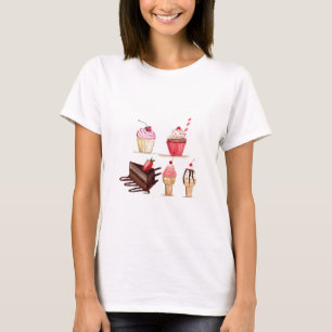 Torten Wasserfarbe Bäckerei Süßigkeiten Cupcakes G T-Shirt