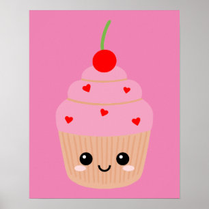 Tortenaufdruck Cupcake Rosa, Süße Raumdekoration,  Poster