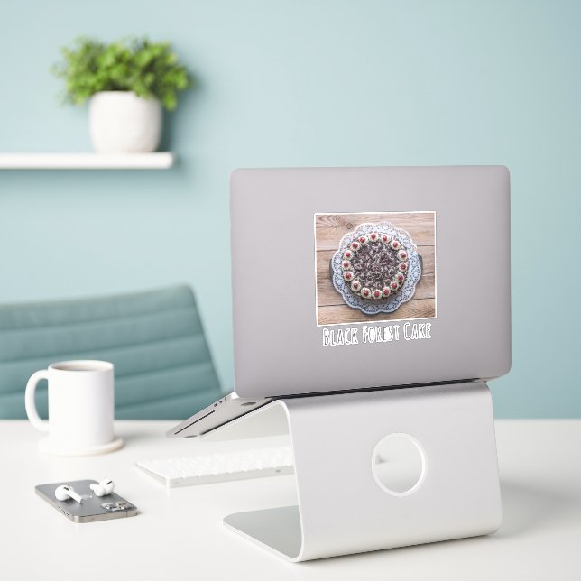 Tortengattel für Süßwaren Aufkleber (Laptop auf Schreibtisch)