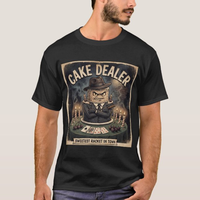 "TORTENHÄNDLER" Mobster-Tortendesign T-Shirt (Vorderseite)