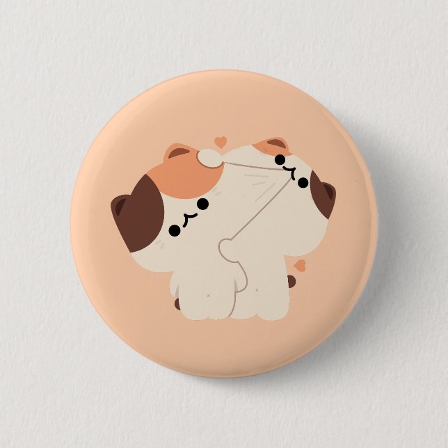 Tortie Cat Couple Button (Vorderseite)