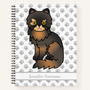 Tortie Point Perser Cartoon-Katze & Benutzerdefini Notizbuch
