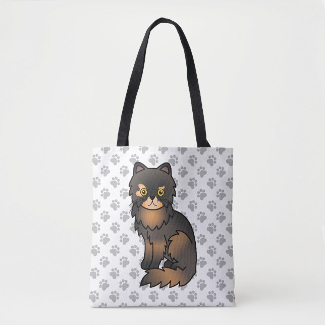 Tortie Point Persian Niedlich Cartoon Cat & Paws (Vorderseite)