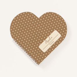 Tortilla Brown und beige Polka-Punkte Herz Notizbuch
