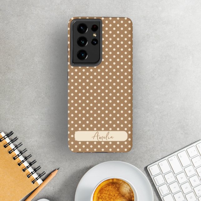Tortilla Brown und beige Polka-Punkte Samsung Galaxy Hülle (Von Creator hochgeladen)