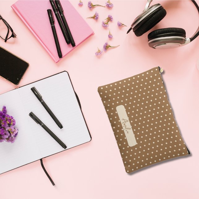 Tortilla Brown und beige Polka-Punkte Zubehörtasche (Von Creator hochgeladen)