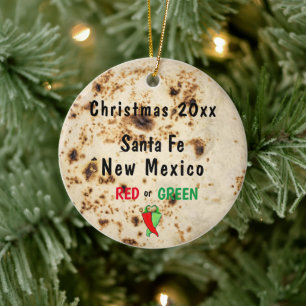 Tortilla & Chile Red or Green Santa Fe Southwest Keramik Ornament