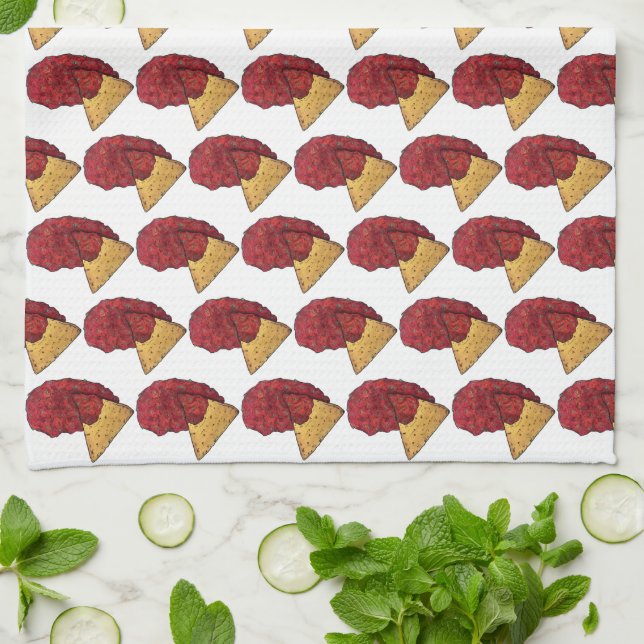 Tortilla Chips und Dip Tomato Salsa Mexican Food Geschirrtuch (Gefaltet)