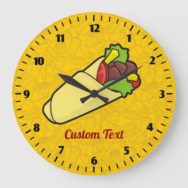 Tortilla Sandwich Wrap Clock Große Wanduhr (Vorderseite)
