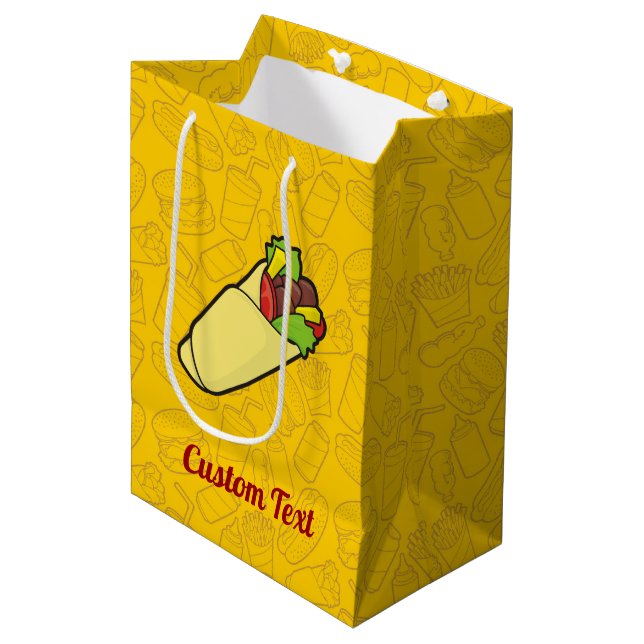 Tortilla Sandwich Wrap Medium Geschenktasche Mittlere Geschenktüte (Vorderseite Schrägansicht)