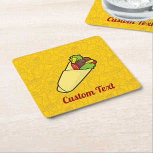 Tortilla Sandwich Wrap Square Paper Untersetzer