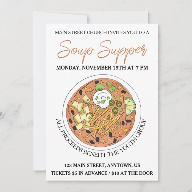 Tortilla Suppenkeks Wettbewerb Abendessen Einladung (Vorderseite)