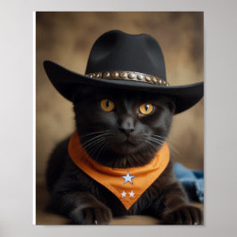 Tortishell Cat Cowboy Poster