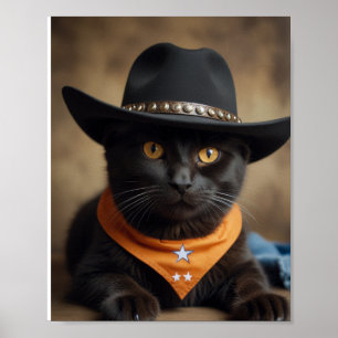 Tortishell Cat Cowboy Poster