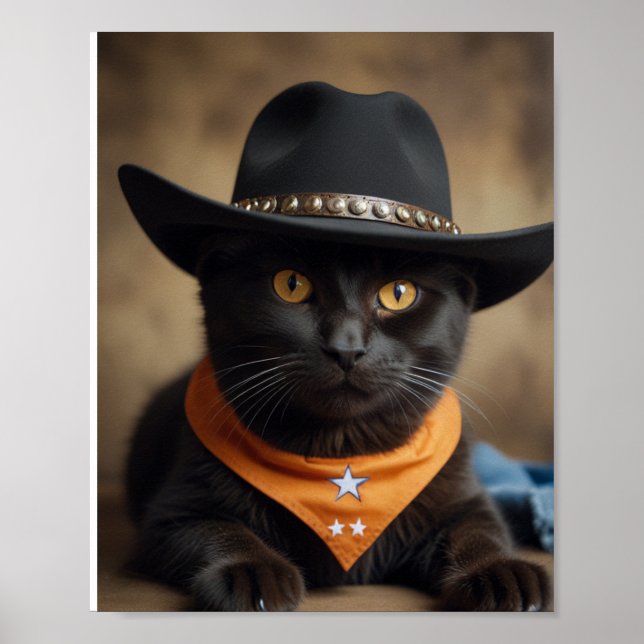 Tortishell Cat Cowboy Poster (Vorne)