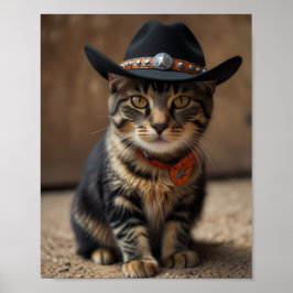Tortishell Cat mit Cowboy-Hut Poster