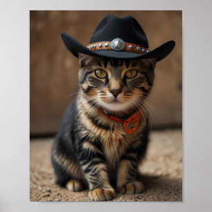 Tortishell Cat mit Cowboy-Hut Poster