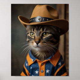 Tortishell Cat mit Cowboy-Hut Poster
