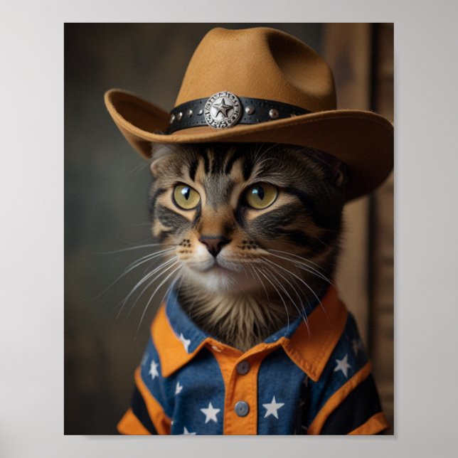 Tortishell Cat mit Cowboy-Hut Poster (Vorne)