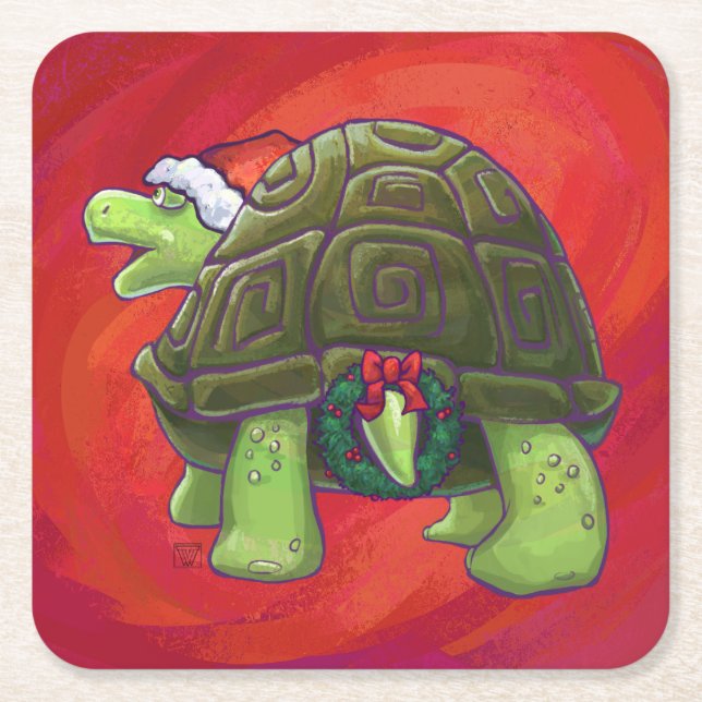 Tortoise Christmas Rechteckiger Pappuntersetzer (Vorderseite)