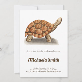 Tortoise Minimalist Personalized Birthday Einladung