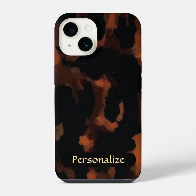 Tortoise Muschel Muster | Brawn Black Elegant Chic iPhone Hülle (Rückseite)