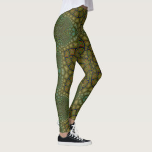 Tortoise Muschel Muster Dunkelgrün Leggings