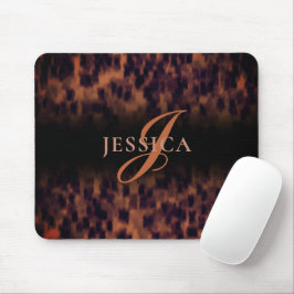 Tortoise Muschel Print Animal Print Monogram Name Mousepad