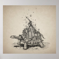 Tortoise Town - Pen- und Tintenzeichnung