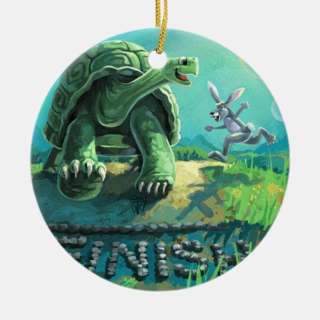 Tortoise und Hare Art Keramikornament (Vorne)