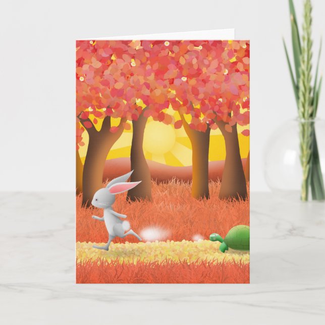 Tortoise und Hare - Grußkarte Karte (Vorderseite)