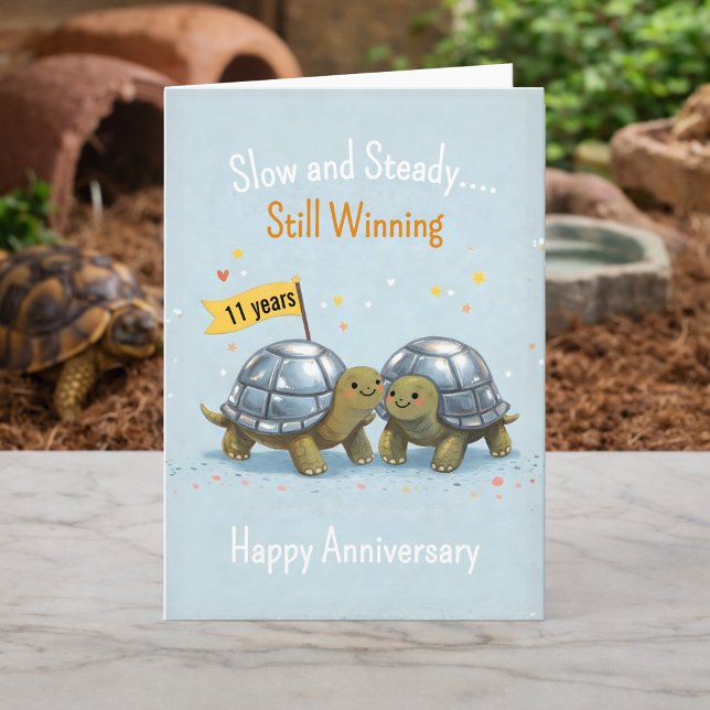 Tortoises anniversary Turtle 11th wedding Karte (Von Creator hochgeladen)