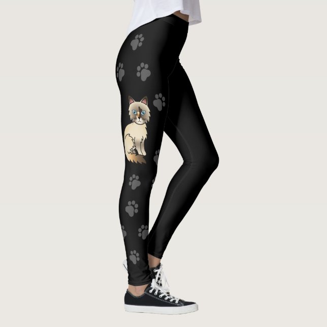 Tortoiseshell Birman / Ragdoll Cat & Paws Black Leggings (Rechts)