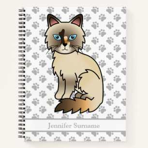 Tortoiseshell Birman / Ragdoll Chat & Custom Text Notizbuch