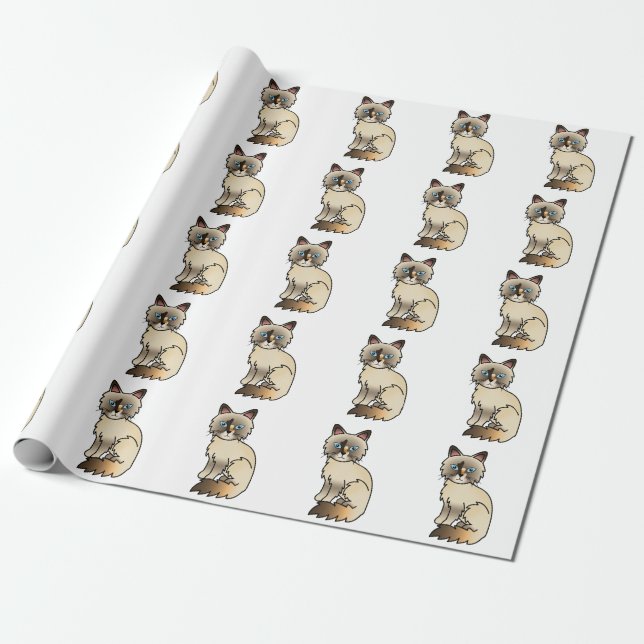 Tortoiseshell Birman / Ragdoll Niedlich Cat Patter Geschenkpapier (Ungerollt)