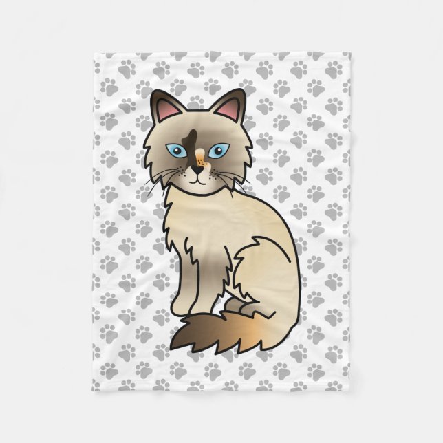 Tortoiseshell Birman / Ragdoll Niedlich Cat & Paws Fleecedecke (Vorderseite)