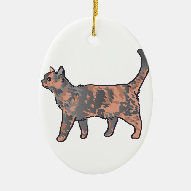 Tortoiseshell Cat Keramik Ornament (Vorne)
