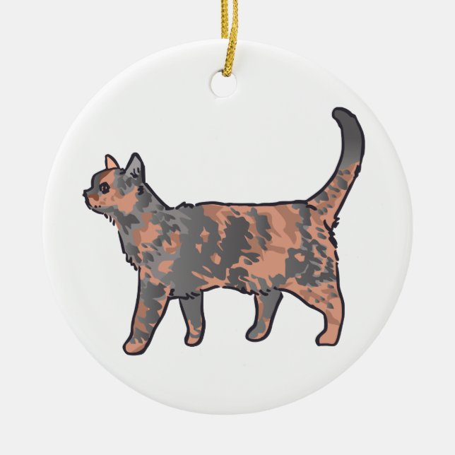 Tortoiseshell Cat Keramik Ornament (Vorne)