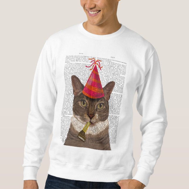 Tortoiseshell Chat mit Party Hat Sweatshirt (Vorderseite)